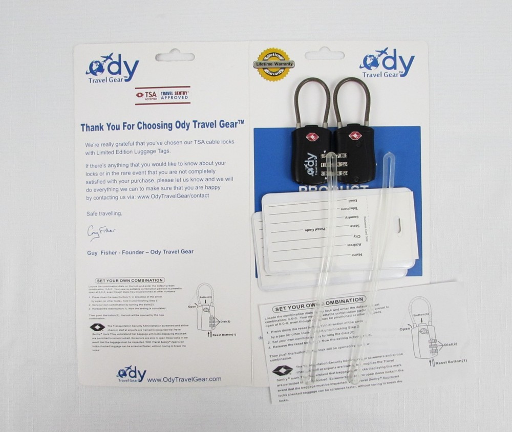 Ody TSA Approved Cable Luggage Locks Re-settable Combination New Missing Package