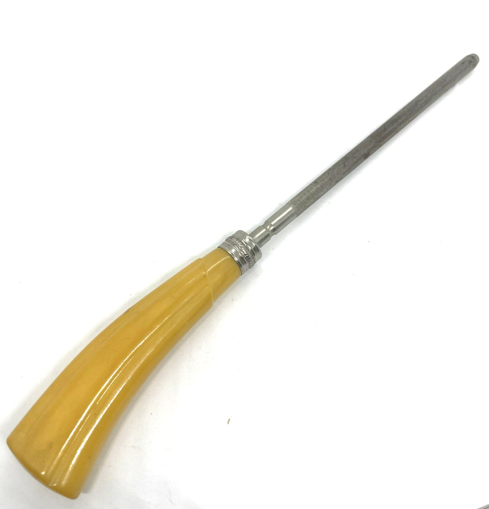 Vintage Butterscotch Bakelite Handle Knife Sharpener 11”