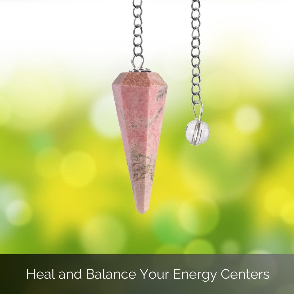 Rhodonite Pendulum Crystal, Faceted Pendulum Divination Tools, Dowsing Pendulum