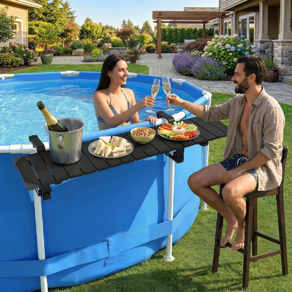 Above Ground Pool Bar Poolside Table,  Adjustable Table for Outdoor Balcony Pool
