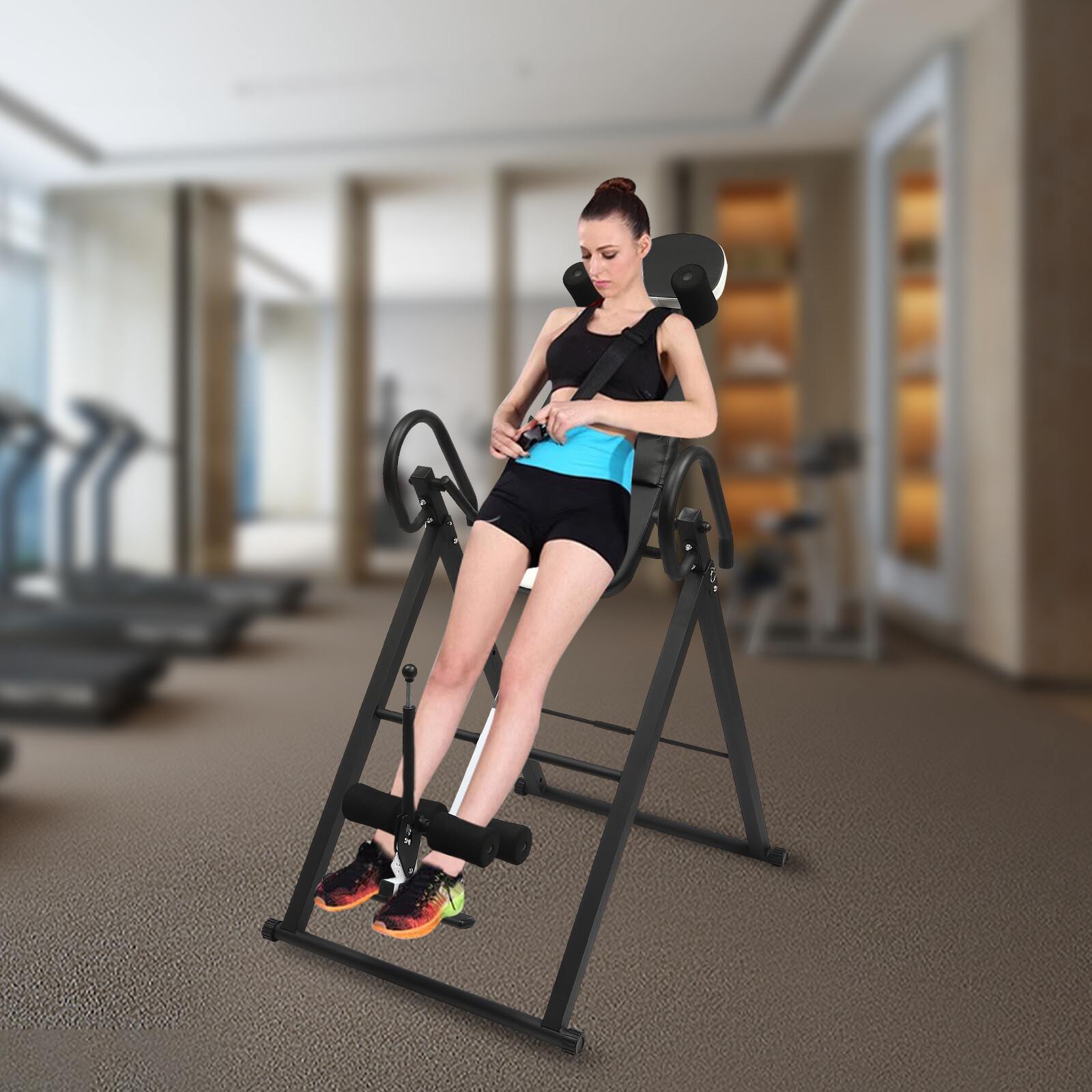 Foldable Inversion Table Teeter Advanced Back Pain Ankle Relief Gravity Fitness