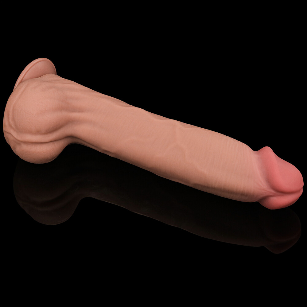 Lovetoy 14" Sliding Skin Dildo Dual Layer Dildo Dong, Realistic Feel, 14 inch