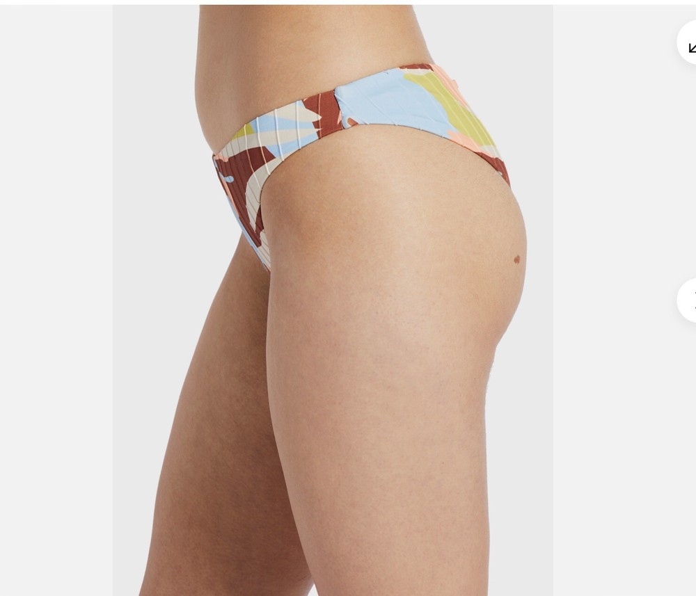 Roxy Floradelic Cheeky Bikini Bottom Size Large Brown NWT