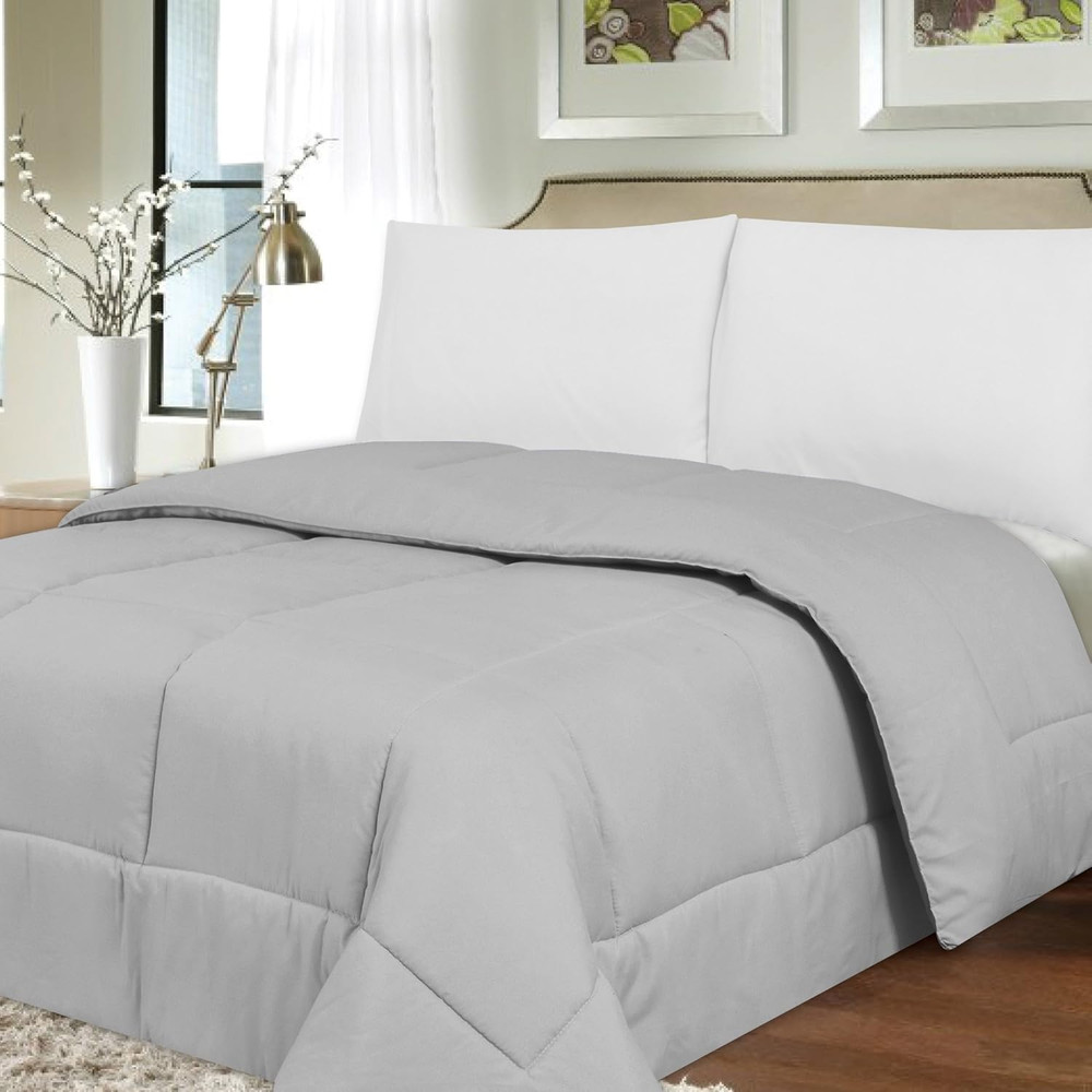 Luxurious down Alternative Brushed Microfiber Comforter,Silver,Twin