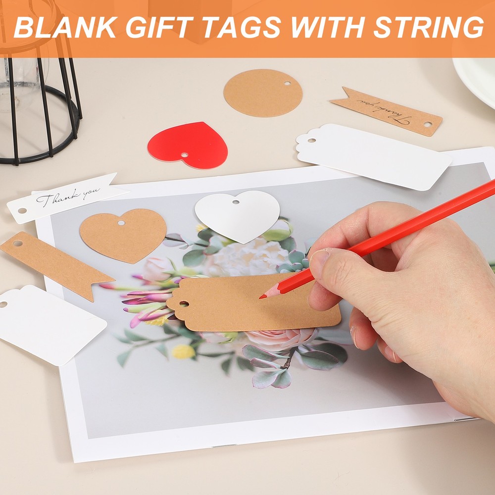 100 Pcs Blank Gift Tags with String, 2x2" Round Kraft Tags, Brown