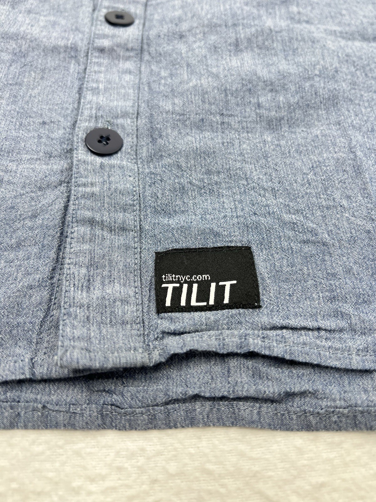 Tilit NYC Shirt Mens Small Blue Short Sleeve Button Down Chef Work Cotton USA