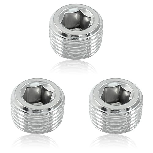 3 Pack 3/8" PT Male Inner Hex Head Thread Plug Pipe Fitting 304 Stainless