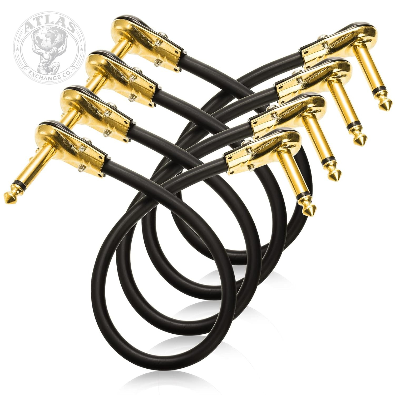 AVLA 4 Pack Guitar Patch Cables, 12 Inch Flat Low Profile Pedal Instrument Cable