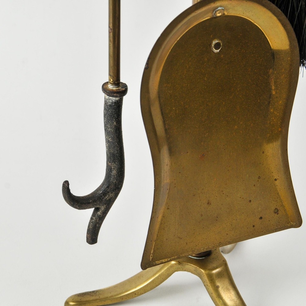 Vintage Solid Brass Fireplace Tool Set Small Four Piece Hearth Set