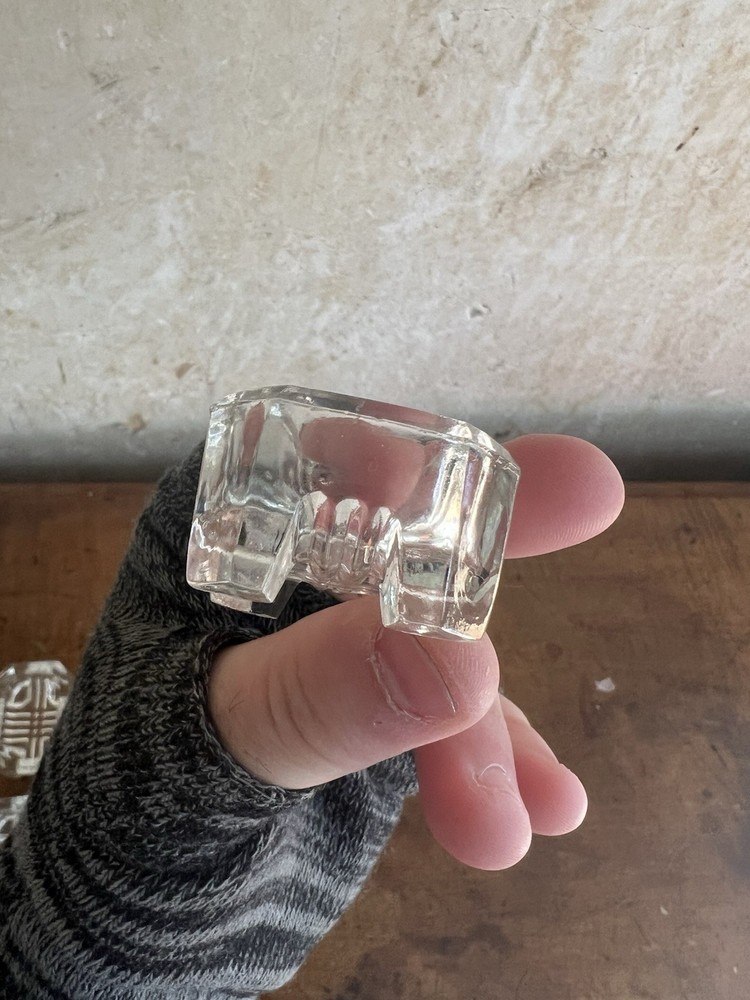 Vintage Rectangular Footed Pressed Glass Salt Bowls 11