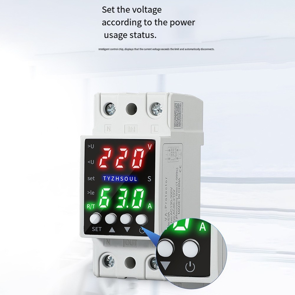 Dual LCD Voltage Protector with Smart Over Under Current Electrical Protection