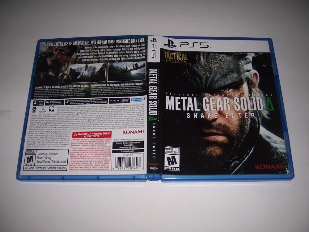 Authentic Box Case Replacement PlayStation 5 PS5 Metal Gear Solid Snake Eater