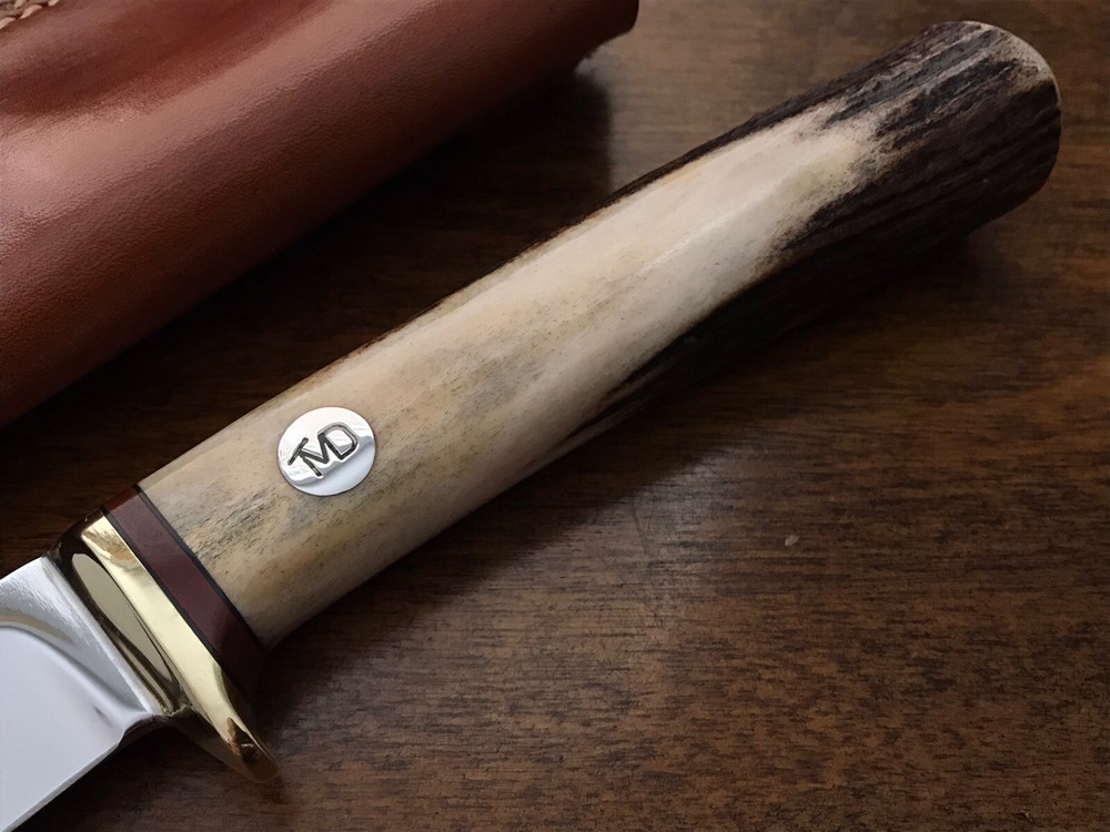 TMD Ted Dowell Custom Handmade Fixed Blade Knife Stag Handle