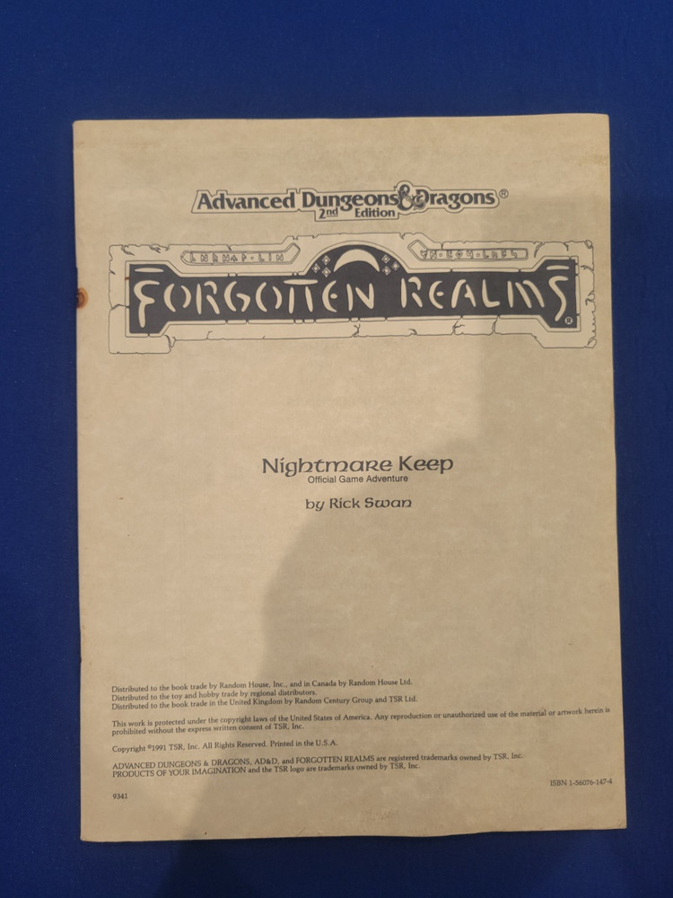AD&D Nightmare Keep - Forgotten Realms (Module Only)