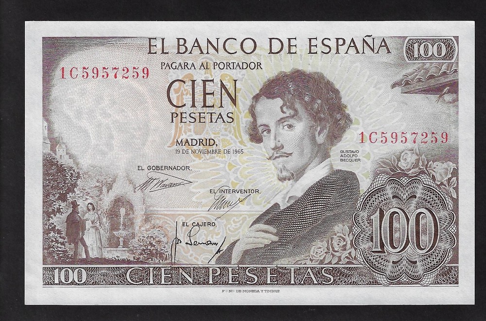 SPAIN  100 PESETAS  1965   P- 150   UNC