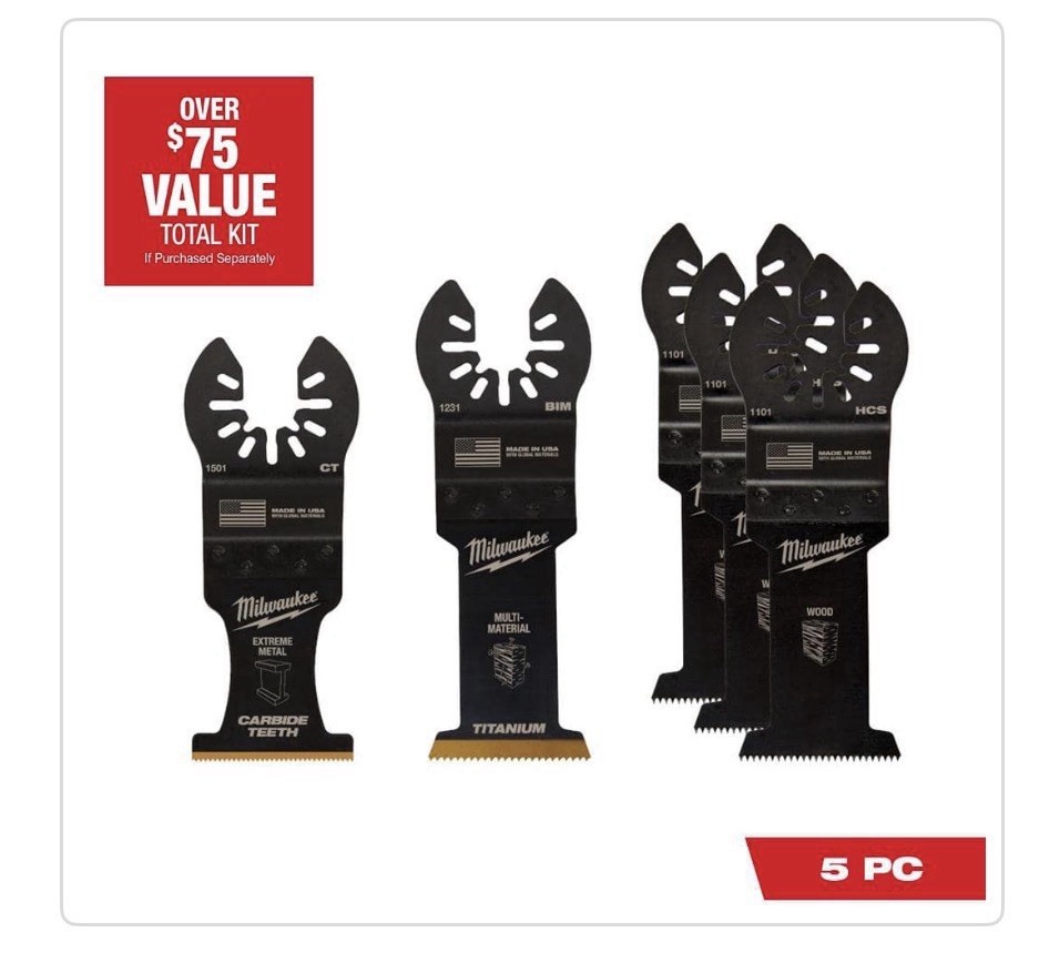Milwaukee 59-20-9122, Multi-Tool Oscillating Blade Pack (5-Pk)