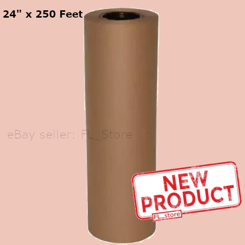 24" x 250 Feet Brown Kraft Paper Recycled Roll Packaging Shipping Wrapping NEW