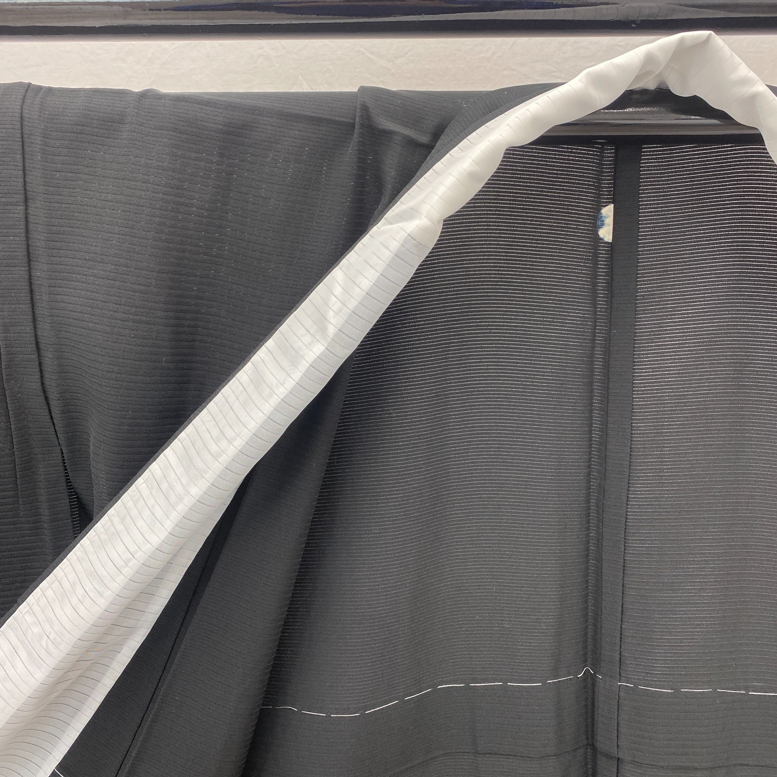 Japanese Vintage Kimono Silk Black Tomesode No Lining Family crest Length 64 in