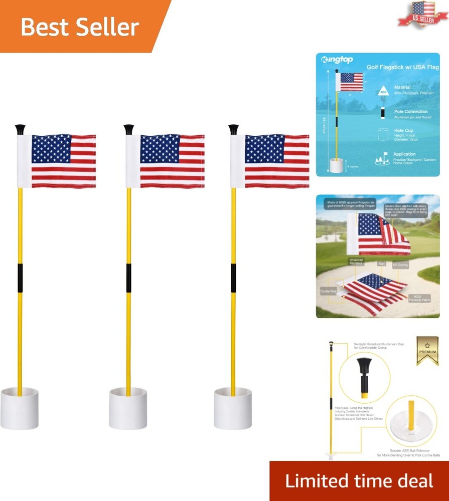 American Flag Double-Sided Golf Flagstick - Practice Combo for Home Putting