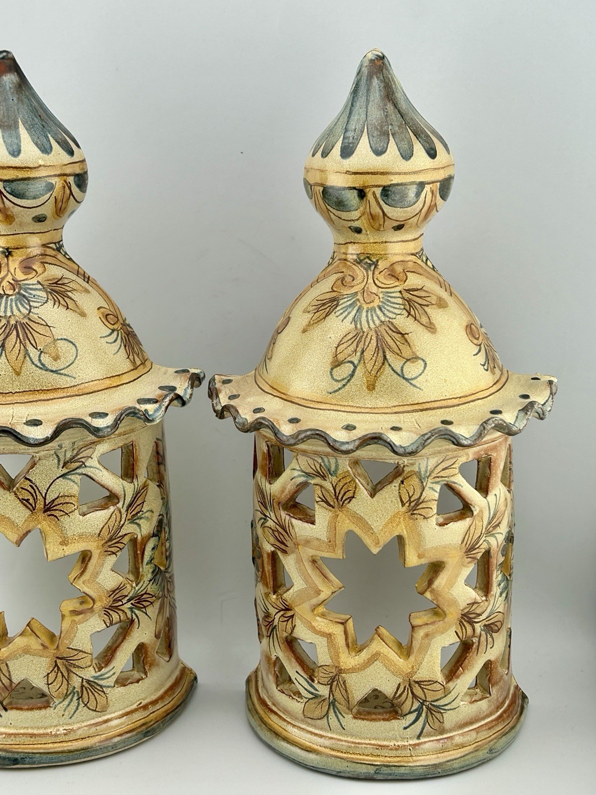 Vintage Portuguese Algarve Olaria de Almancil Pierced Ceramic Wall Lantern Alice