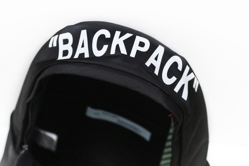 Off White Quote Black Backpack