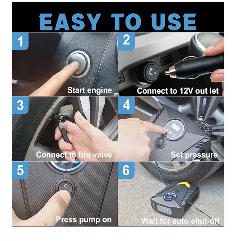 Digital Car Tire Inflator With Light