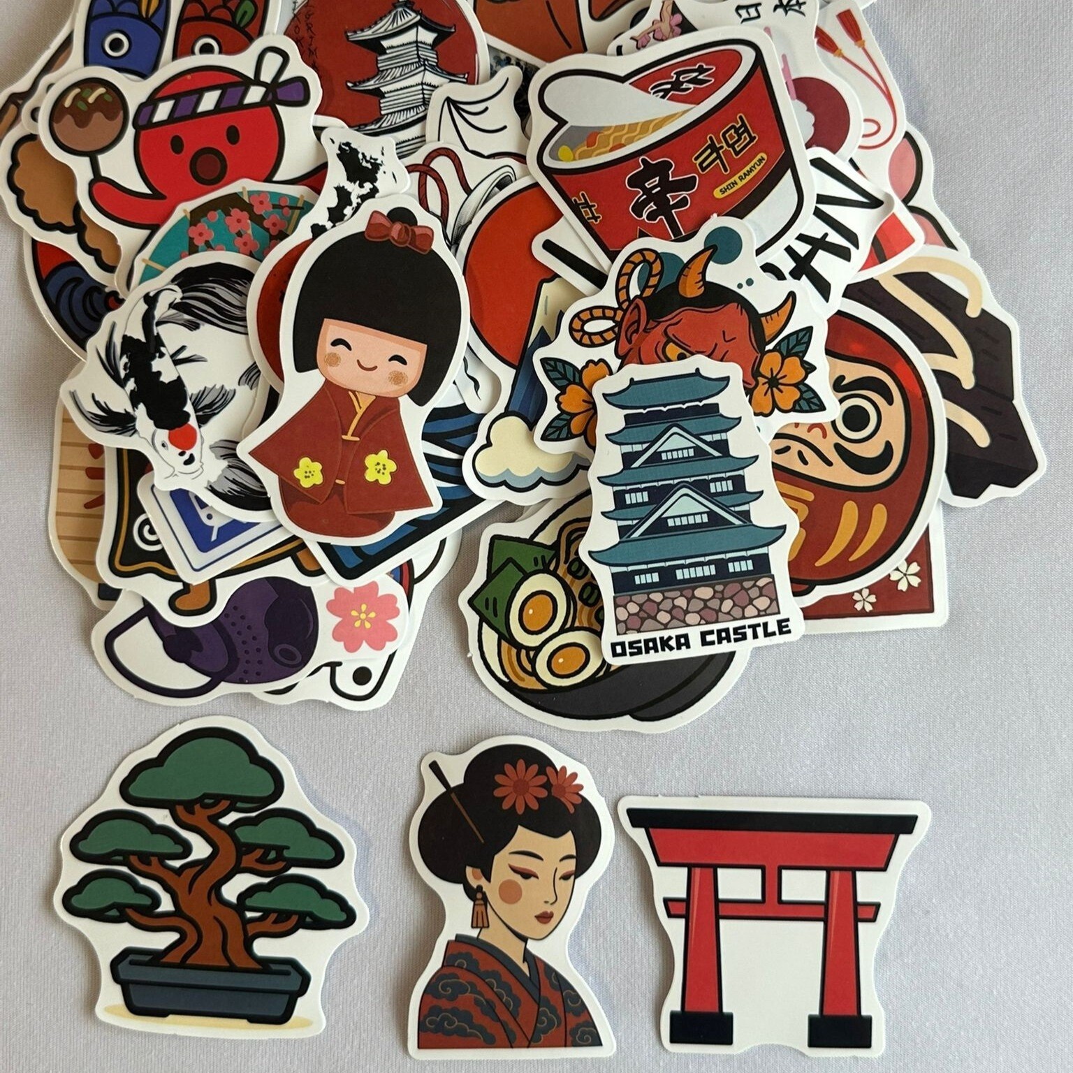 Ship to Japan only] Japan cultural stickers 3pcs 日本文化ステッカー お試し3枚セット 送料無料 即評価します