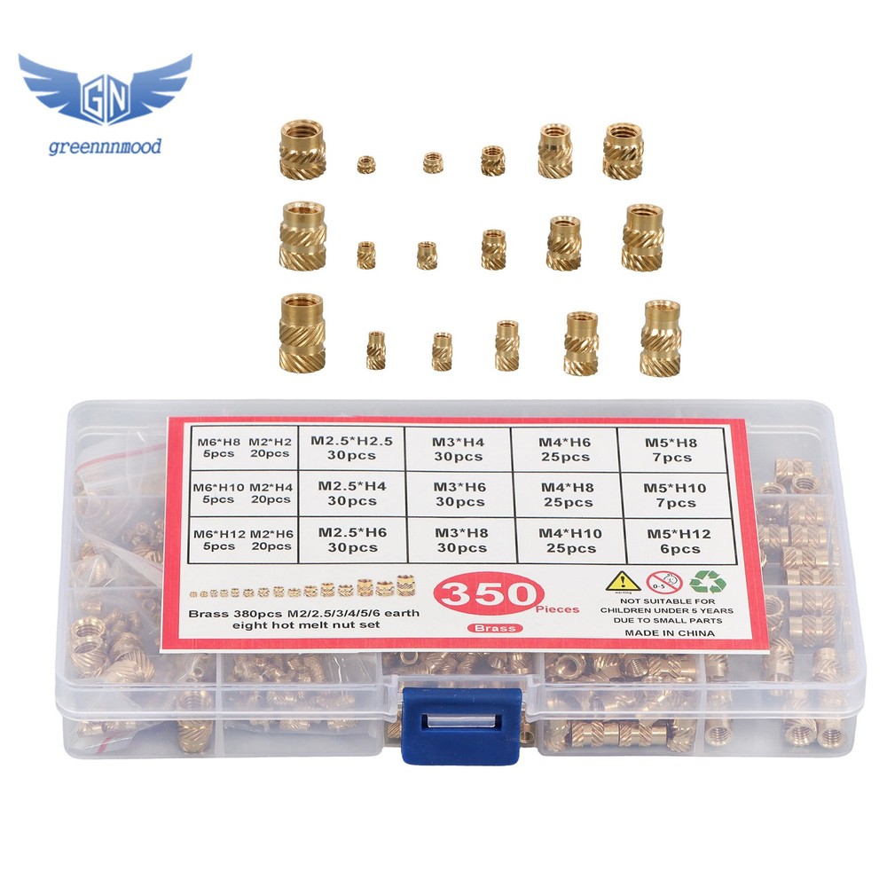 350Pack Threaded inserts kits M2-M6 Metric Internal Thread Rolled Copper Inserts