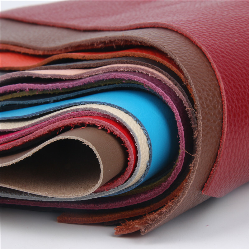 Genuine Thick Natural Cowhide Leather First Layer Lychee Grain Craft DIY
