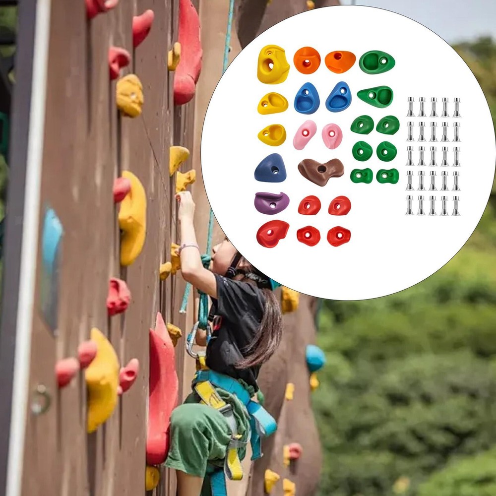 Rock Wall Holds Grips Set with Mounting Hardware Parent Child Interaction Fun