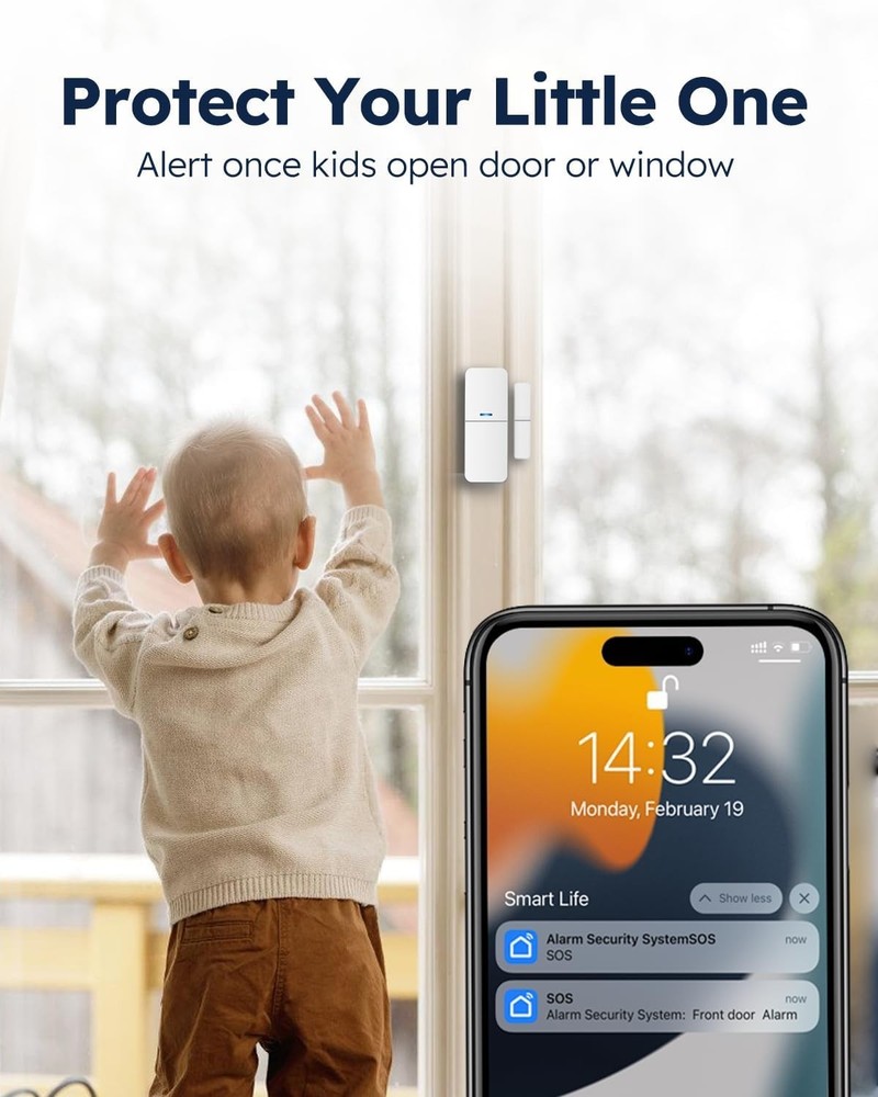 Smart Home WiFi Door Alarm System, Wireless DIY Security Kit
