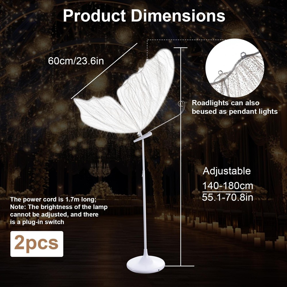 2PC LED Light Wedding Butterfly Floor lamp Creative Butterfly Ceiling Lamp Props