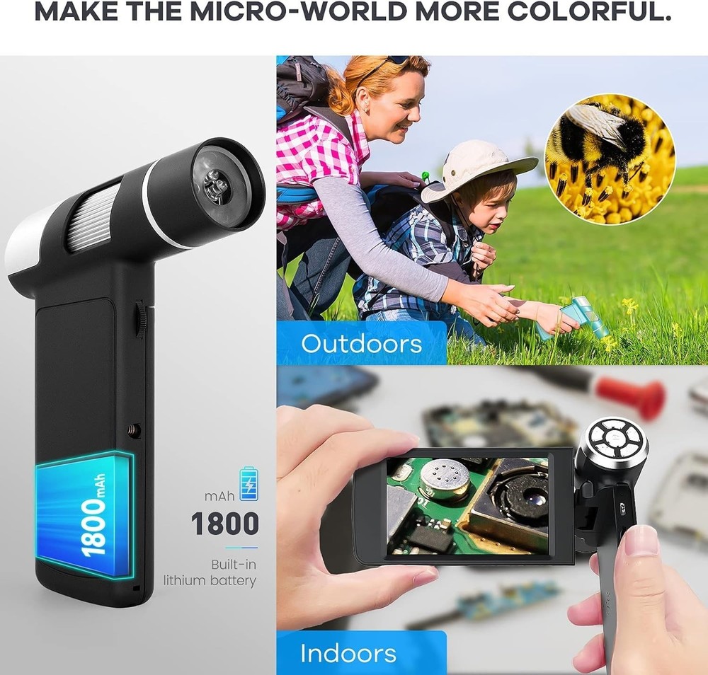 AD203 Handheld Digital Microscope, Portable Pocket USB Coin Microscope with 4...