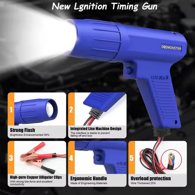 Ignition Timing Light 12V Gun Strobe Lamp Blue 200-10000R/Min Auto Diagnostic