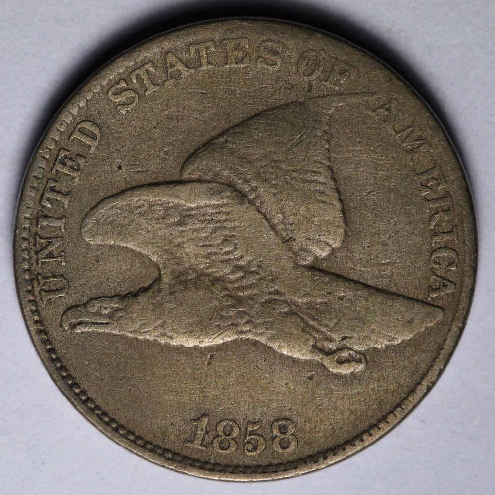 1858 LL Flying Eagle Cent Penny VF E120 QIMU