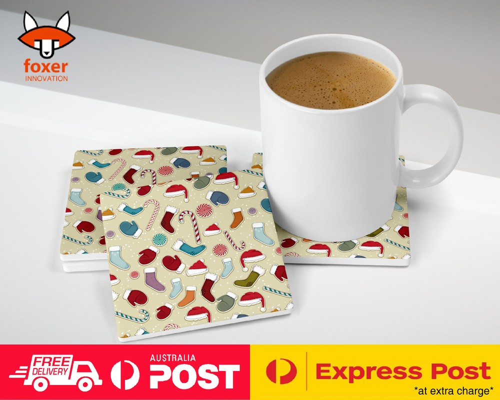 COASTER COFFEE DRINKING MAT|CHRISTMAS STOCKINGS PATTERN 3