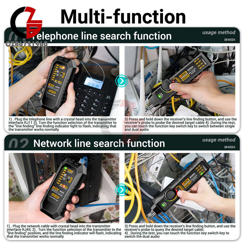 ANENG M469A Multifunctional Network Cable Tracker Networking Analyzer RJ11/RJ45