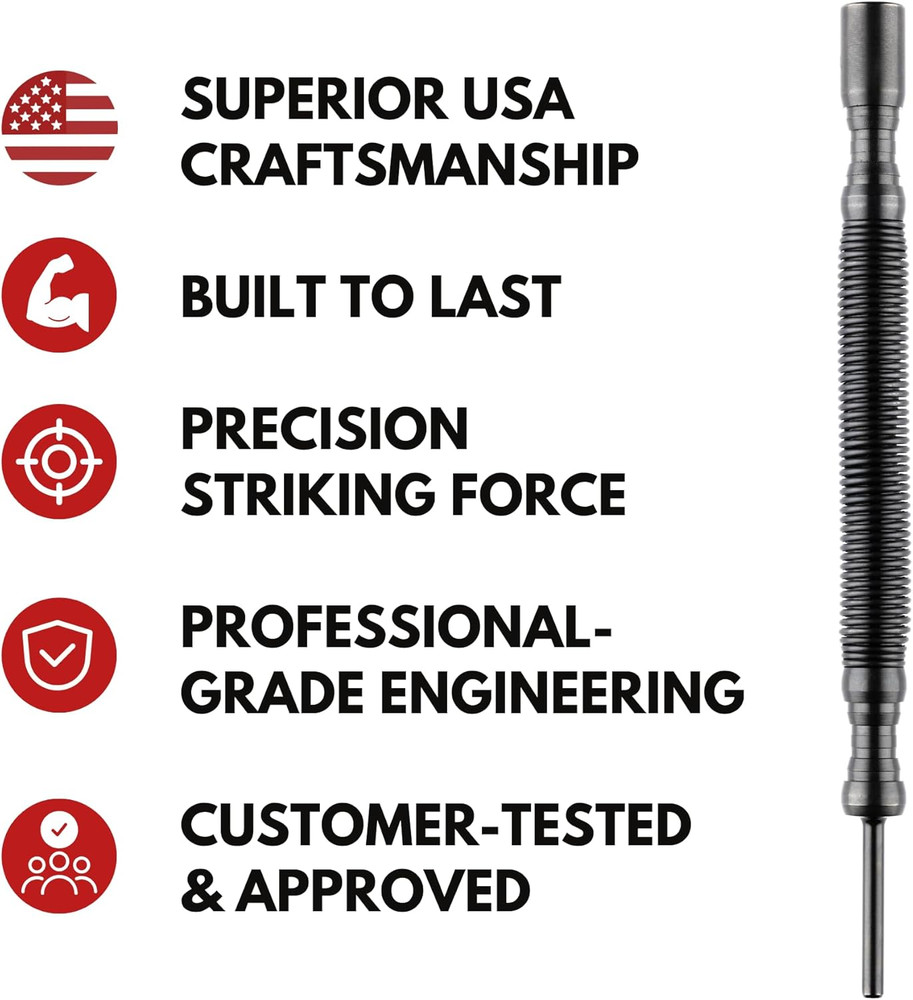 Door Hinge Pin Removal Tool – Spring-Driven Hinge Pin Punch & Steel-Faced Ham...