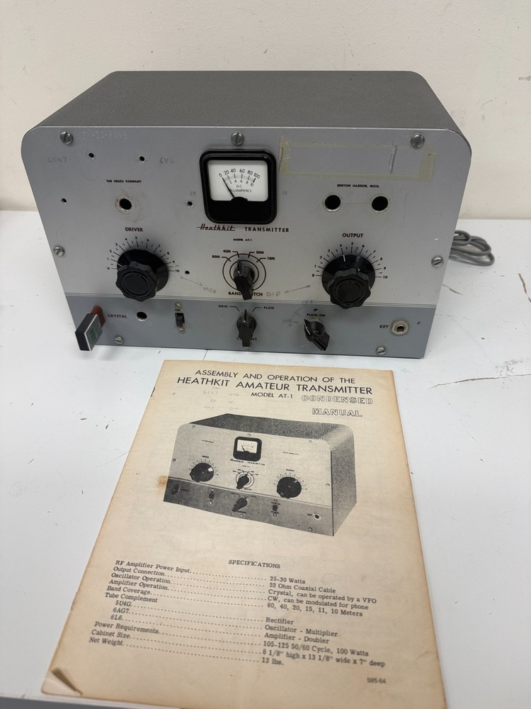 Vintage Heathkit Ameteur Transmitter At-1 and Manual