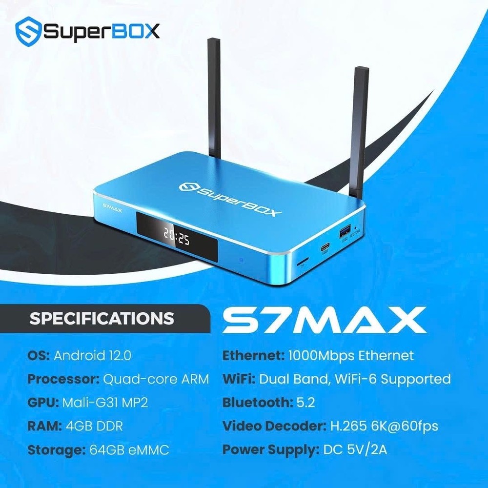 New SuperBOX S7 Max - 7 Day Time Shift Android Streaming - Same Day Sipping