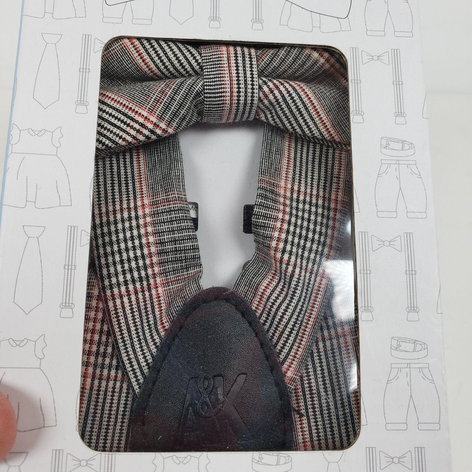 Ava & Kings Toddler Boys Red Black Plaid Elastic Suspenders & Bow Tie Set