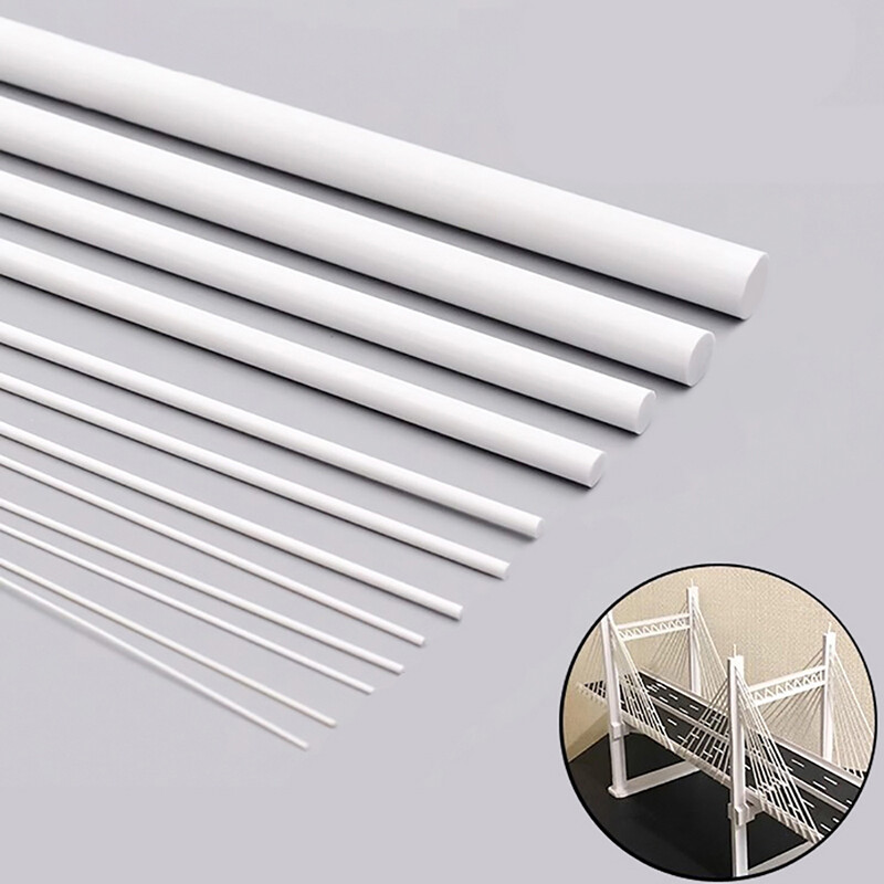 White ABS Solid Round Bar High Quality Material for DIY Model Making 2-8mm*250mm
