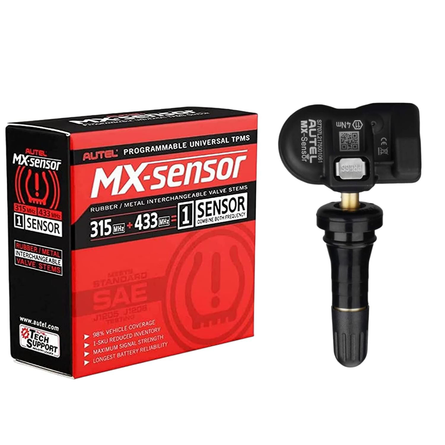 Autel TPMS MX1-Sensor 315MHz & 433MHz 2in1 Auto Tire Pressure Sensor Rubber Stem