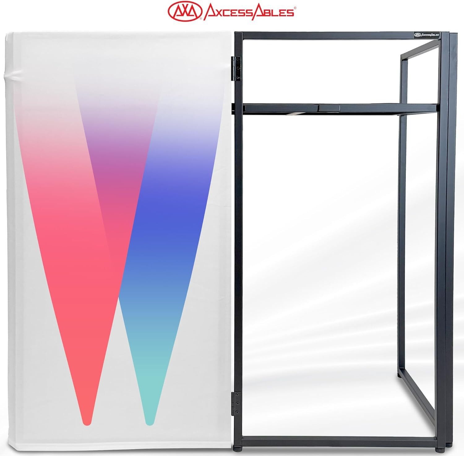AxcessAbles Portable DJ Facade Booth Table with White Scrim & Carry Case