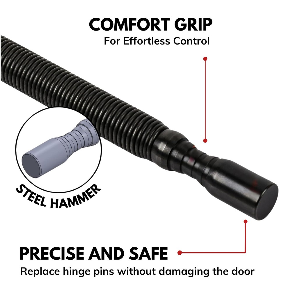 Door Hinge Pin Removal Tool – Spring-Driven Hinge Pin Punch & Steel-Faced Ham...