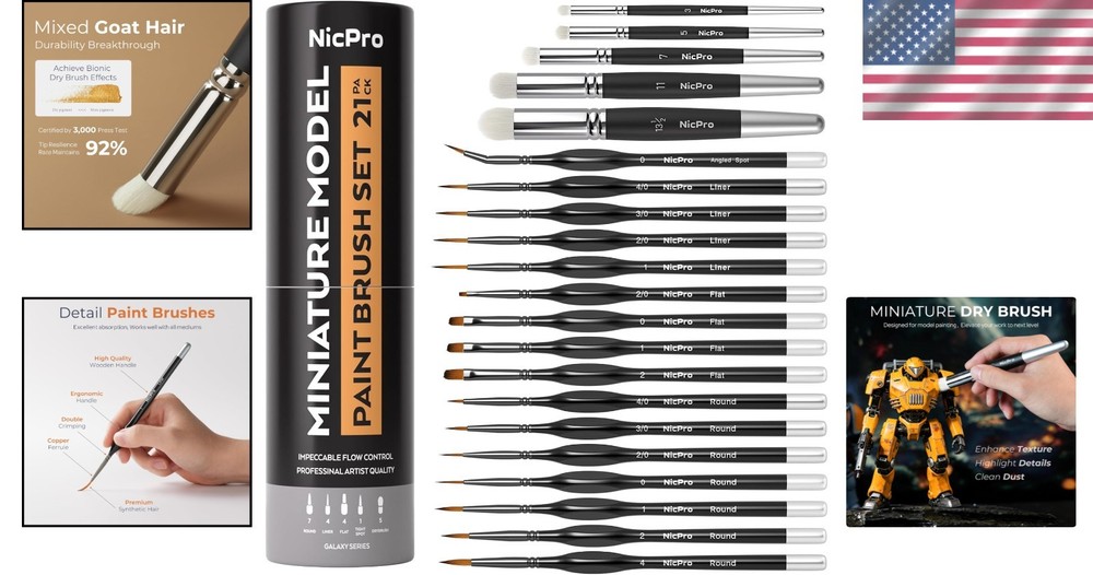 Versatile Model Paint Brush Collection - 21PCS