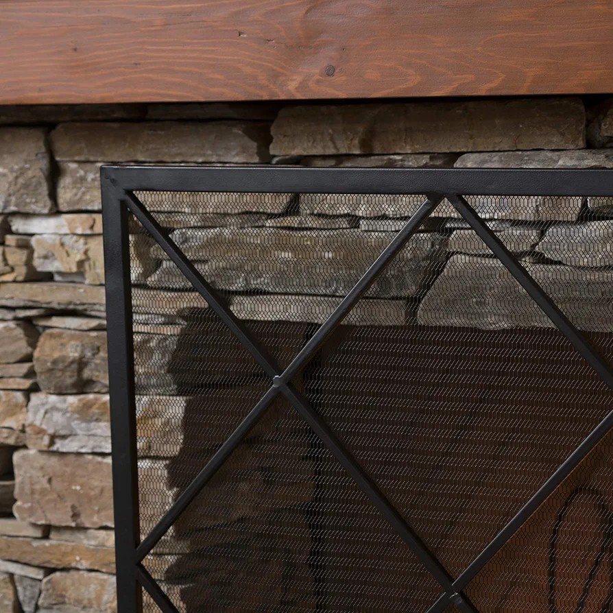 Christopher Knight Home Howell Single Panel Iron Fireplace Screen, Black