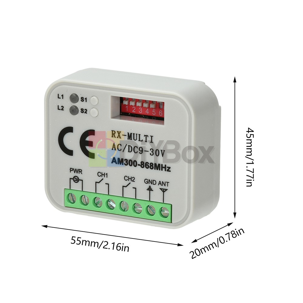 Universal 300-868MHz Multi-Frequency Receiver Switch Controller AC/DC On/Off