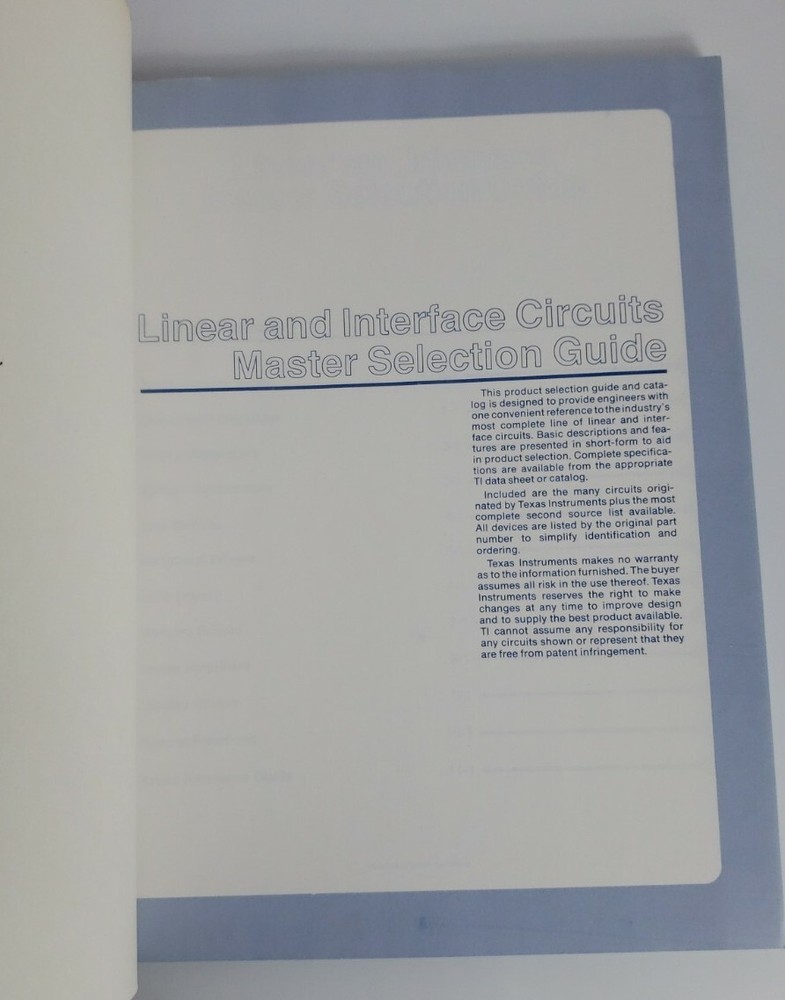 Texas Instruments Linear & Interface Circuits Master Selection Guide LCC-3290