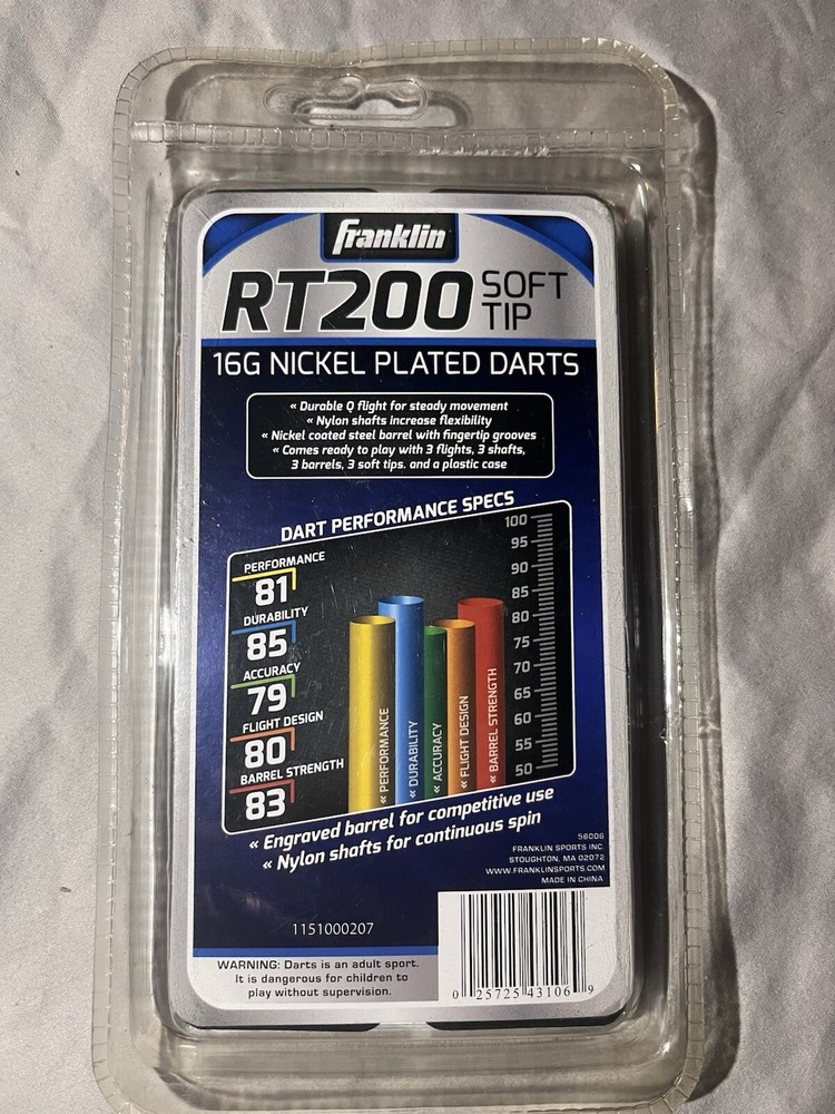 Franklin RT200 SoftTip Throwing Darts - New in Packaging - 16G Nickel Plating